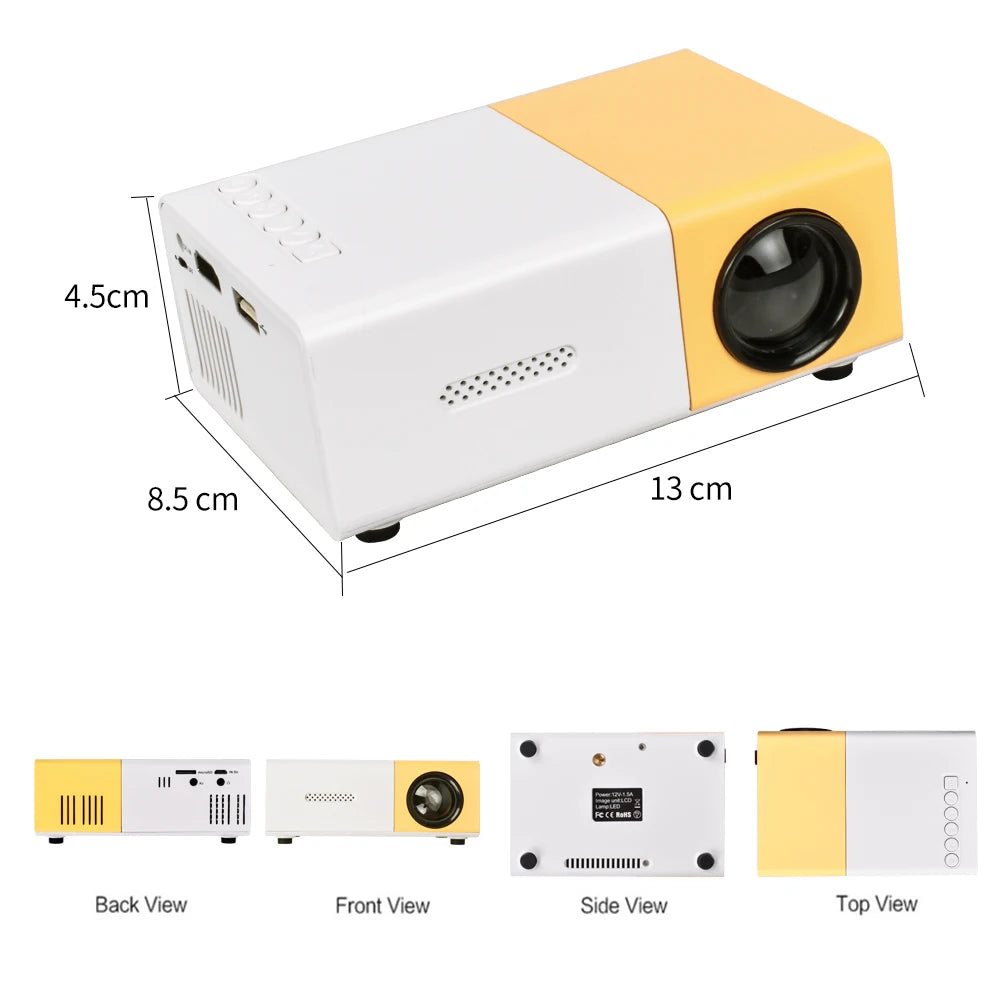 "Mini Projector – 1080P Full HD Support, Portable LED Projector, 4K Video Playback, Multiple Connectivity Options "